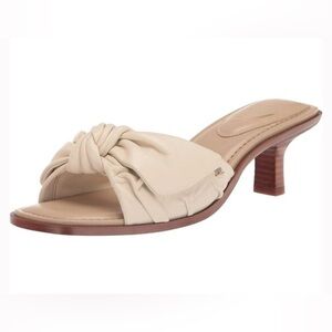 SAM EDELMAN Women’s Darcie Ivory LEATHER Bow Kitten Heels Sandals Size 8.5 NWT
